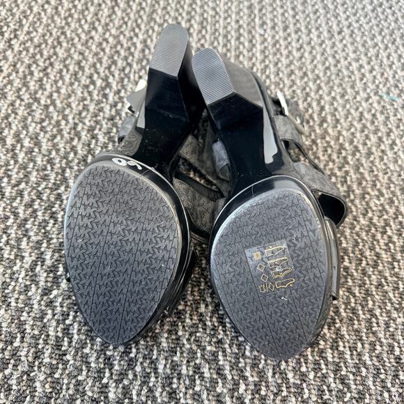 Michael Kors Women's Black T-Strap Slingback Buckle Platform Sandals Size 9.5 - Picture 7 of 8